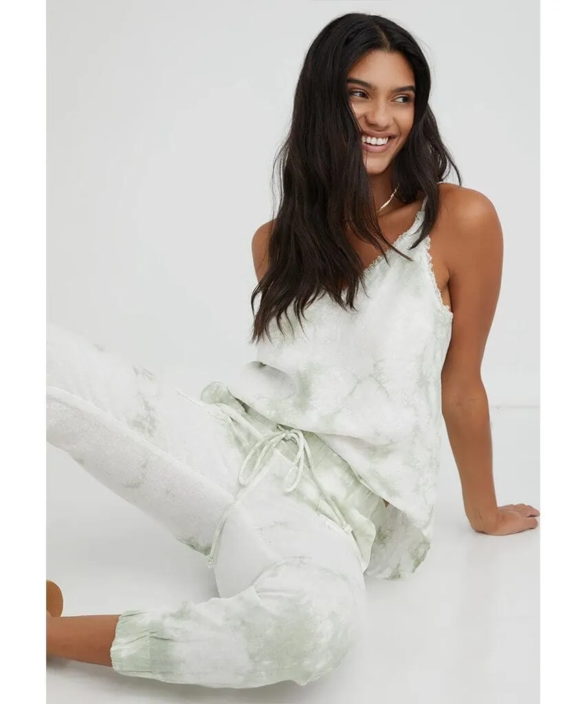Frayed Cami Soft Mint Tie Dye