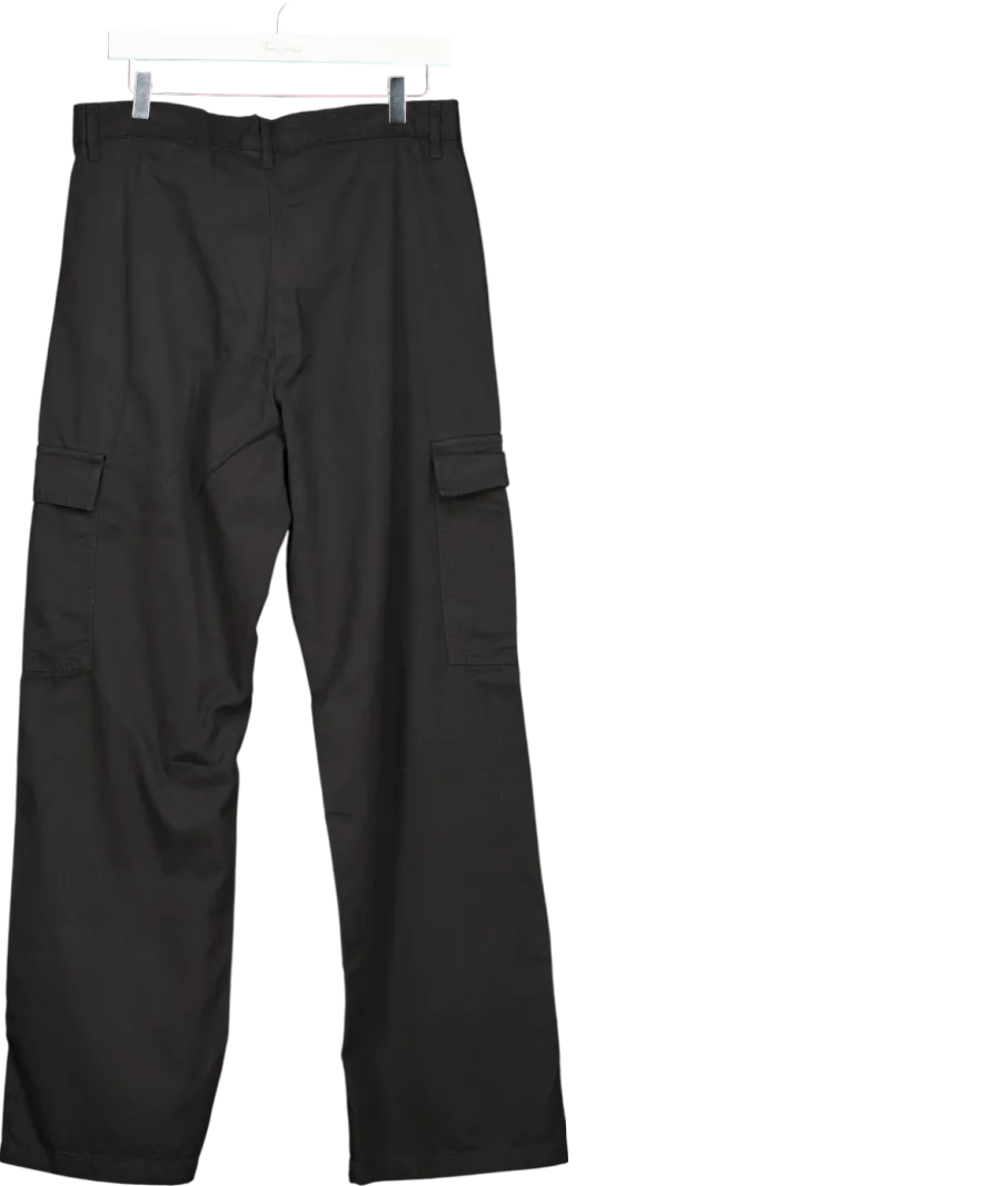 French Connection Black Wide Leg Cargo Trousers UK 14