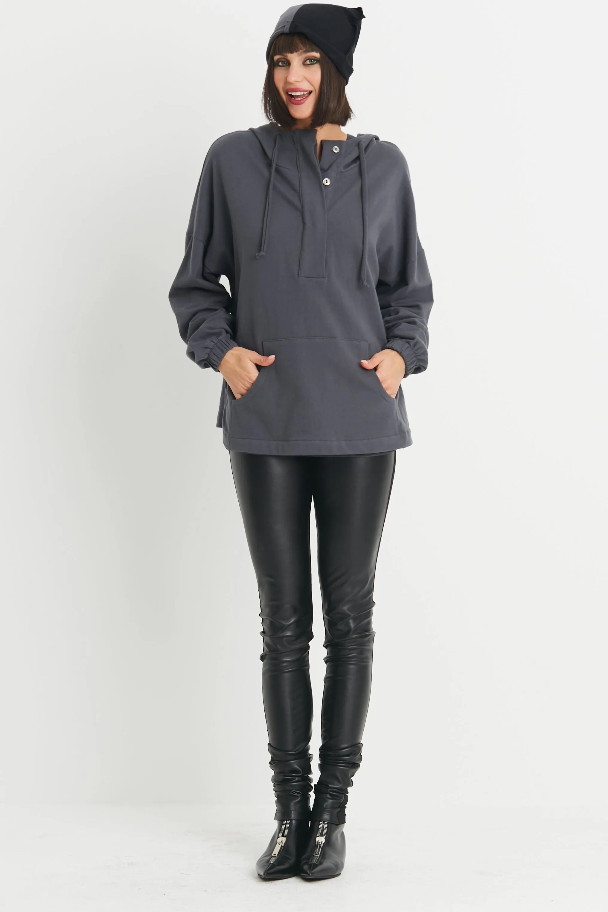 French Terry Pouch Pocket Sweat Hoodie