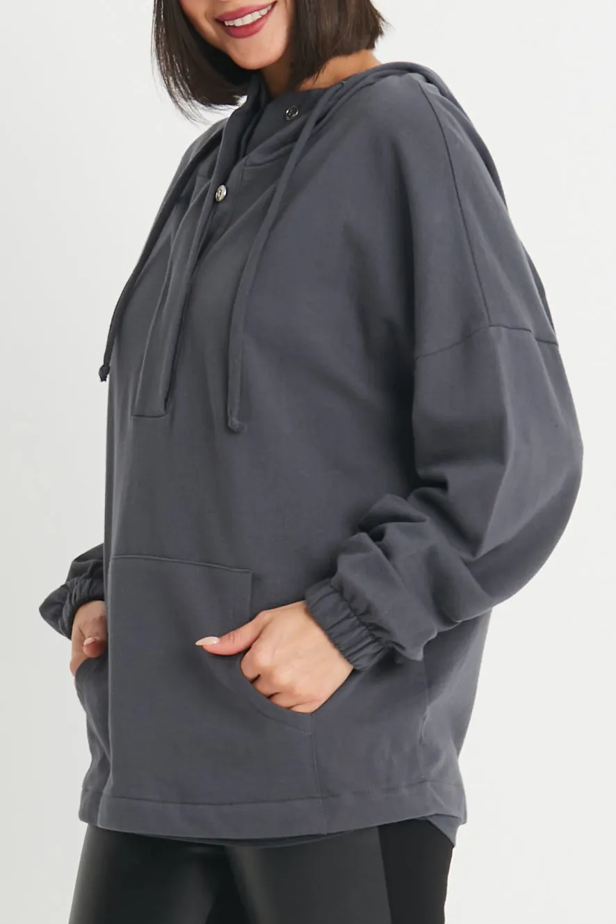 French Terry Pouch Pocket Sweat Hoodie