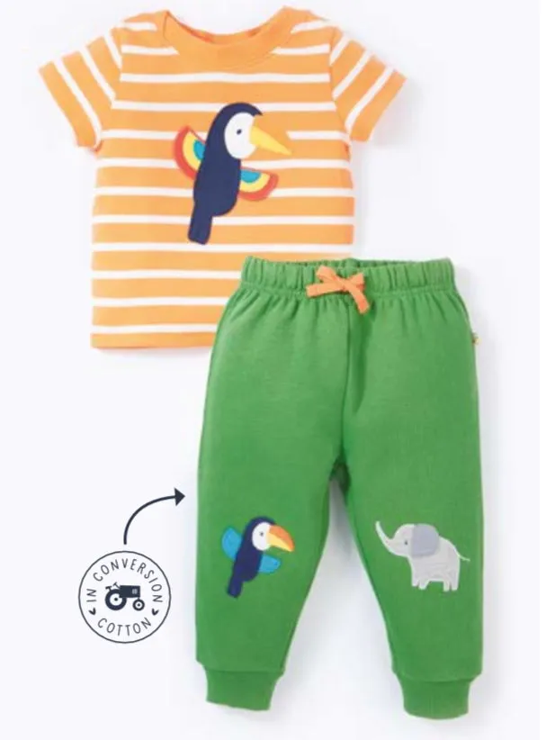 Frugi Infant Crawlers Om1ge Toucan Elephant