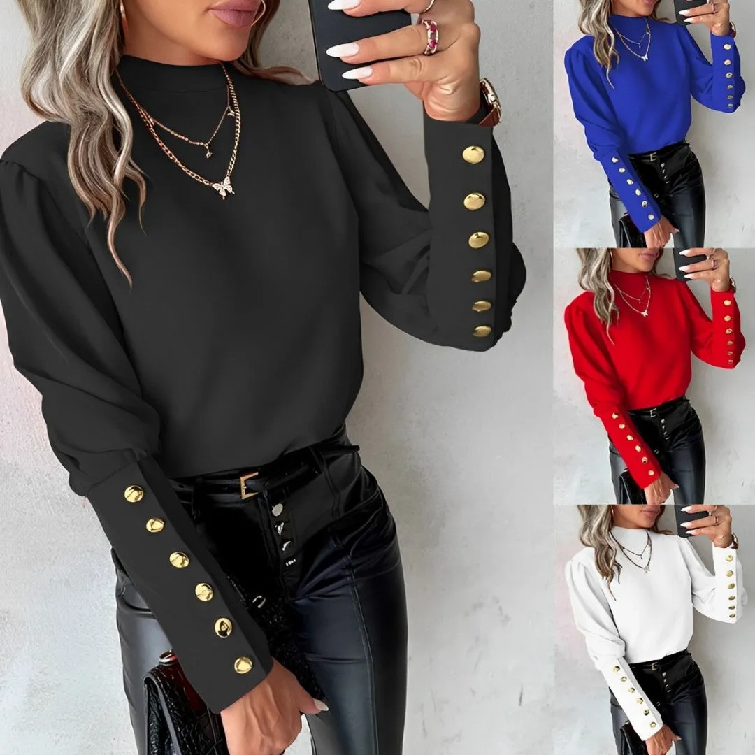 Gabriela - lace shirt with long sleeves and button closure