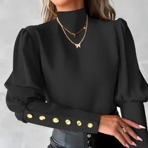Gabriela - lace shirt with long sleeves and button closure