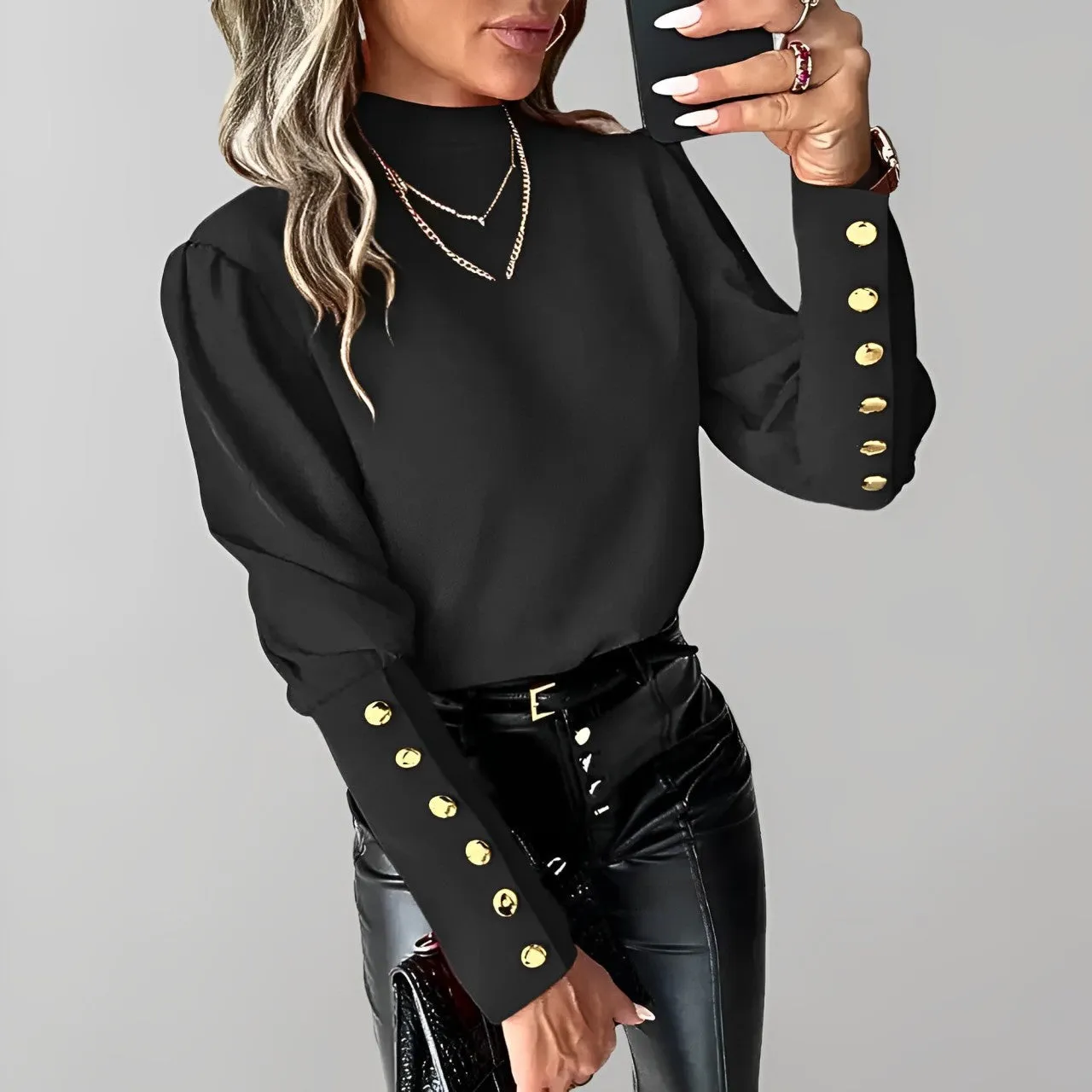 Gabriela - lace shirt with long sleeves and button closure