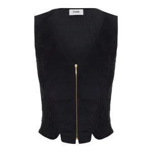 Gathered-Detail Vest in Ultrasuede  (Try-on)