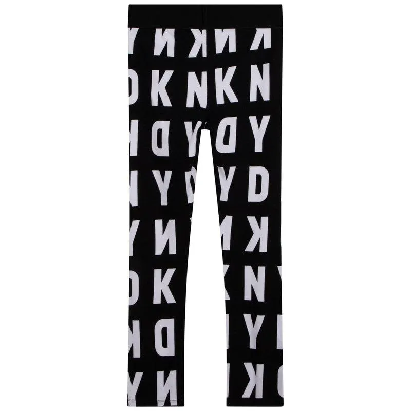 Girls Black Logo Mania Leggings
