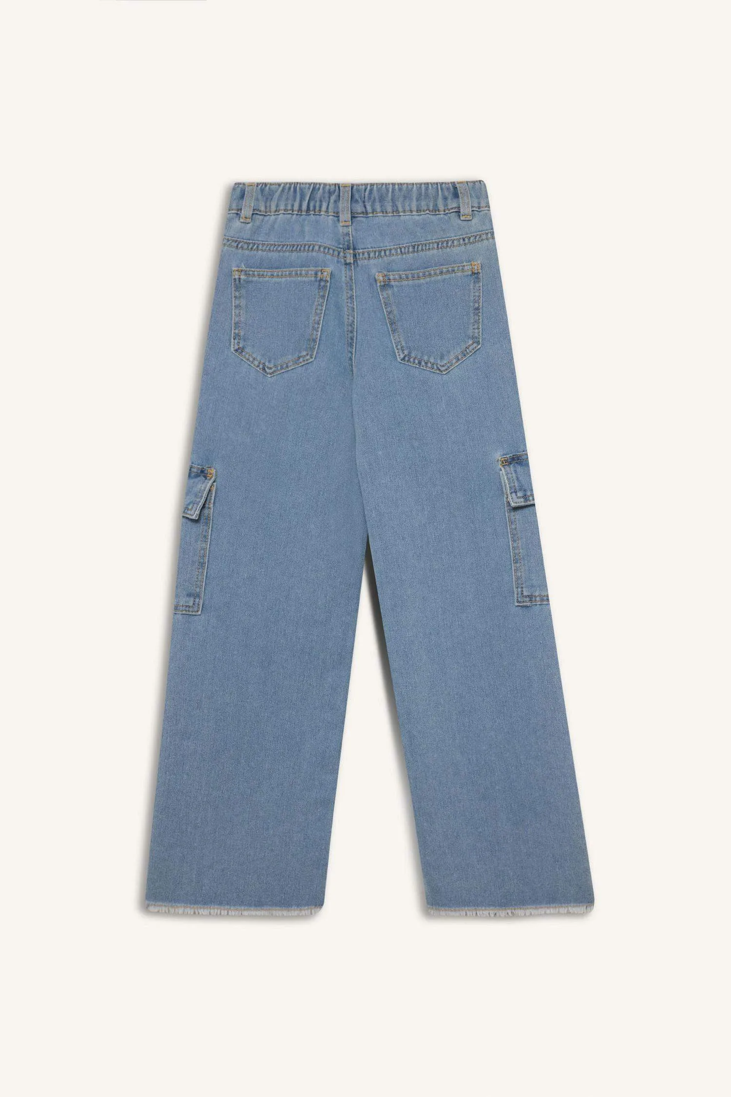Girls Children Wide Leg Cargo Wide Pleated Leg Jean Pants