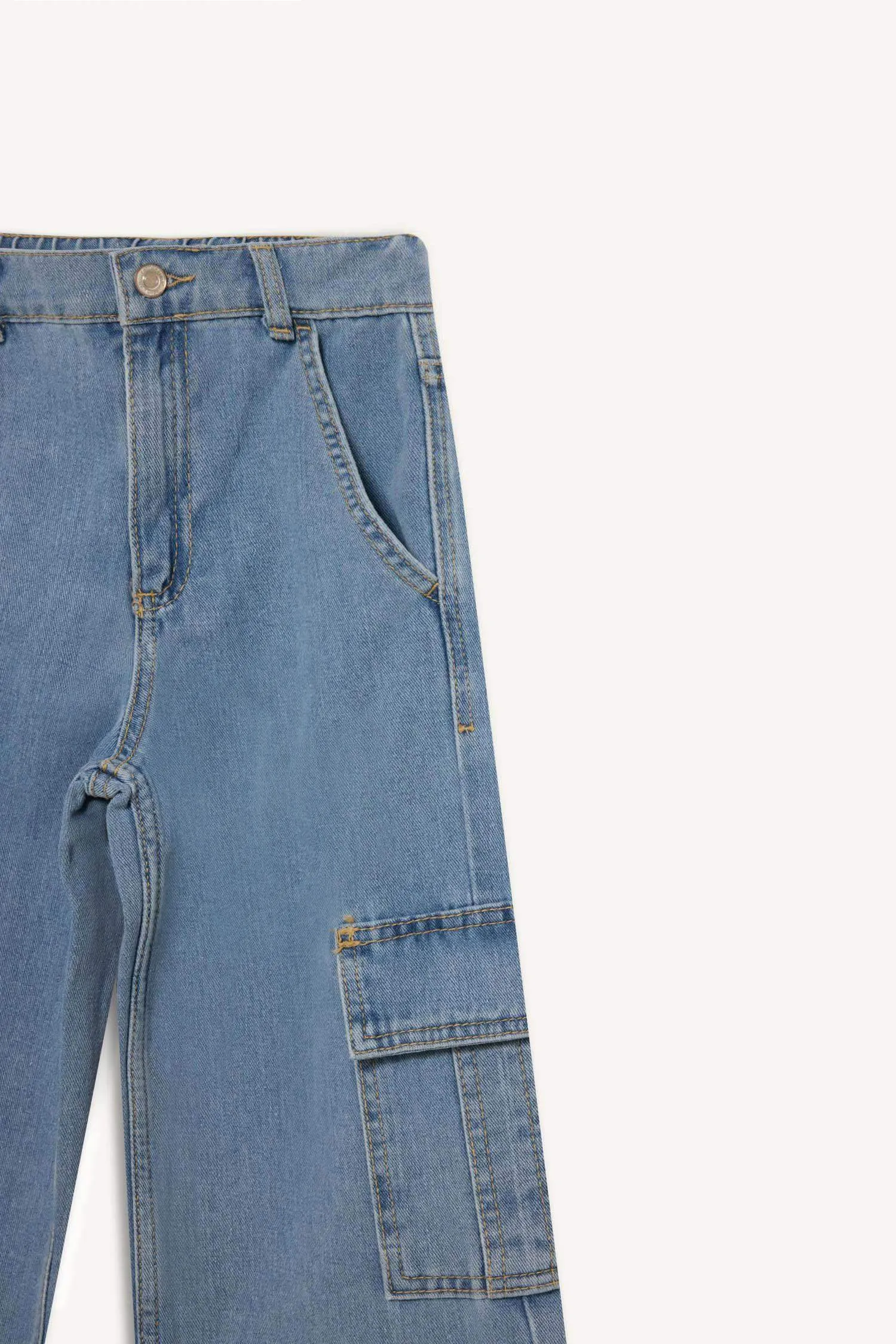 Girls Children Wide Leg Cargo Wide Pleated Leg Jean Pants