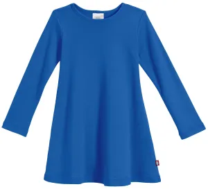 Girls Soft Cotton Long Sleeve Baby Rib Dress | Crayon Blue