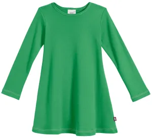 Girls Soft Cotton Long Sleeve Baby Rib Dress | Elf Green
