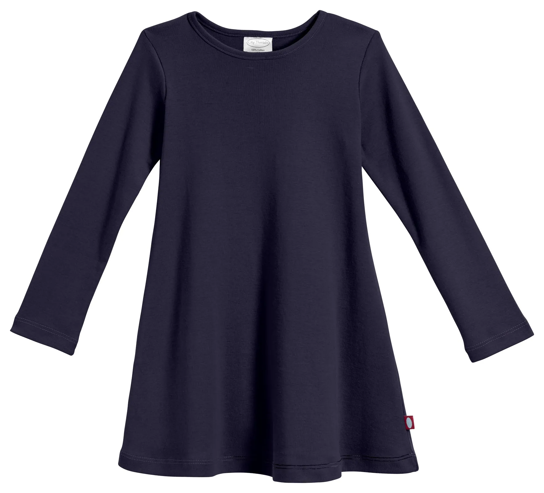Girls Soft Cotton Long Sleeve Baby Rib Dress | Navy