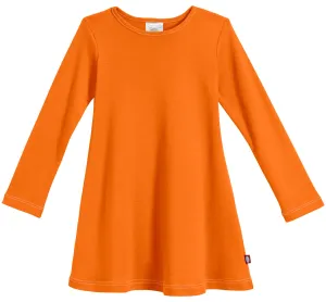 Girls Soft Cotton Long Sleeve Baby Rib Dress | Orange