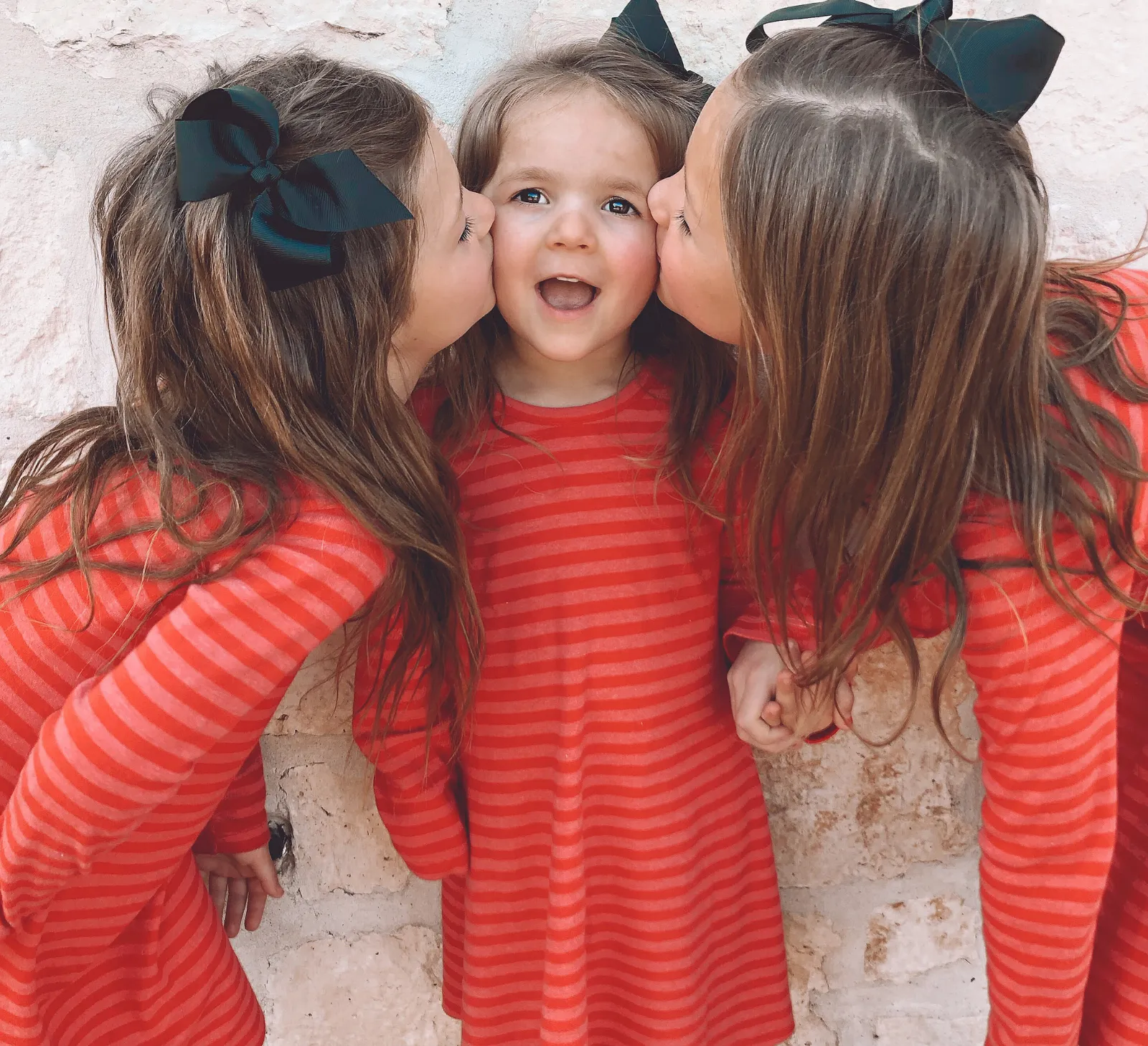 Girls Soft Stripe Long Sleeve Dress | Hot Pink