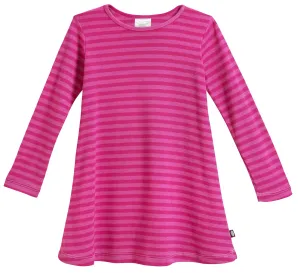 Girls Soft Stripe Long Sleeve Dress | Hot Pink