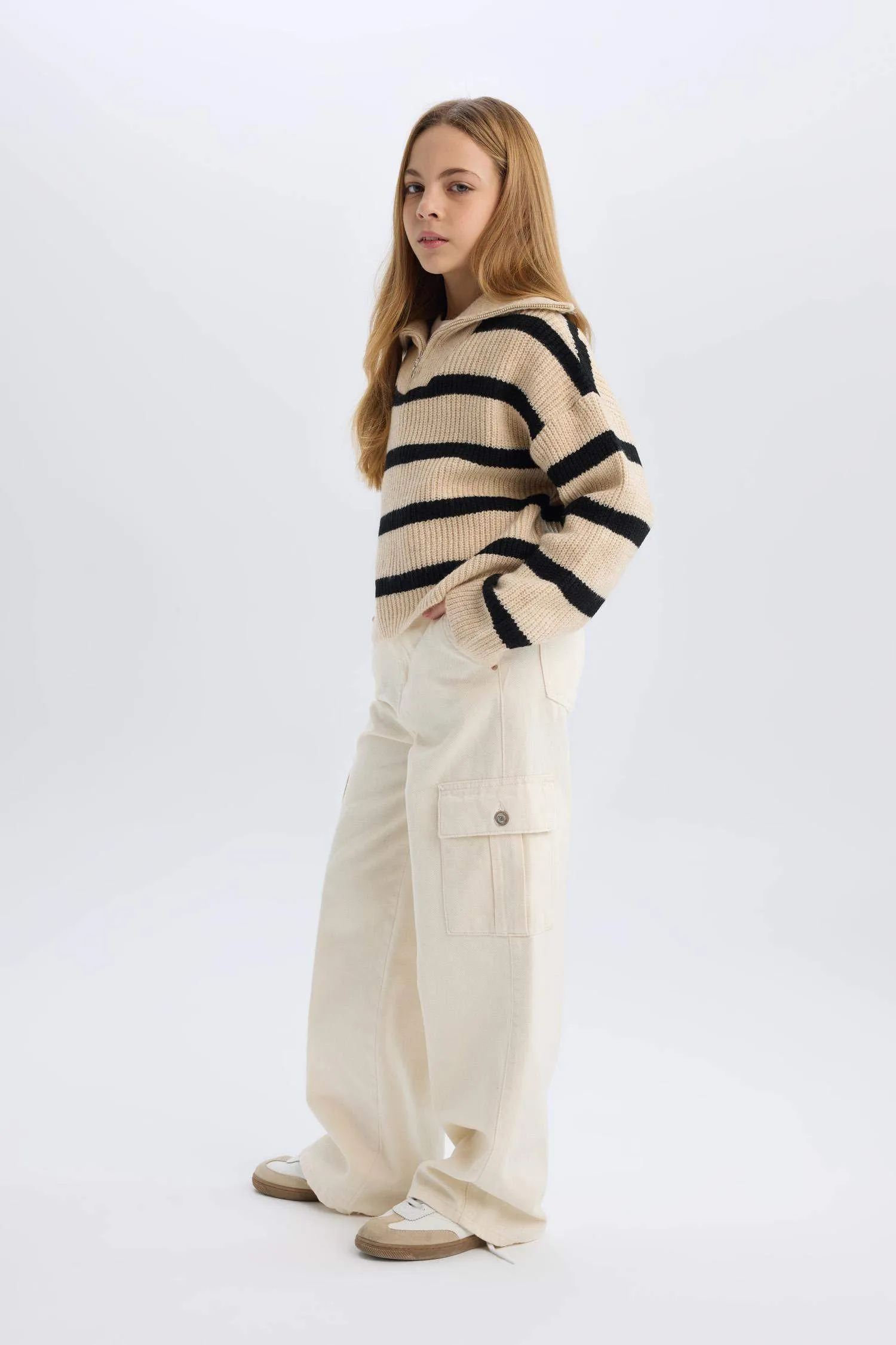 Girls Wide Leg Cargo Wide Leg Jean Pants