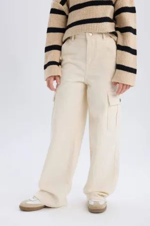 Girls Wide Leg Cargo Wide Leg Jean Pants