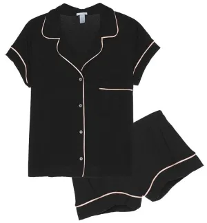 Gisele Black/Sorbet Pink Shortie PJ Set