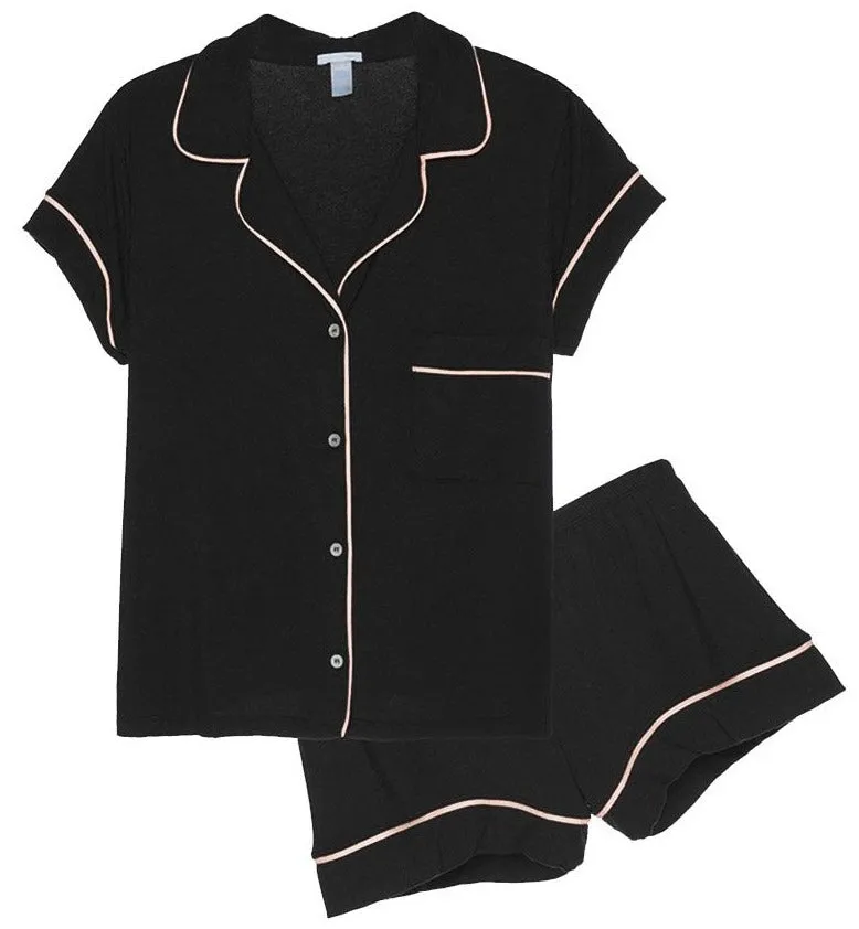 Gisele Black/Sorbet Pink Shortie PJ Set