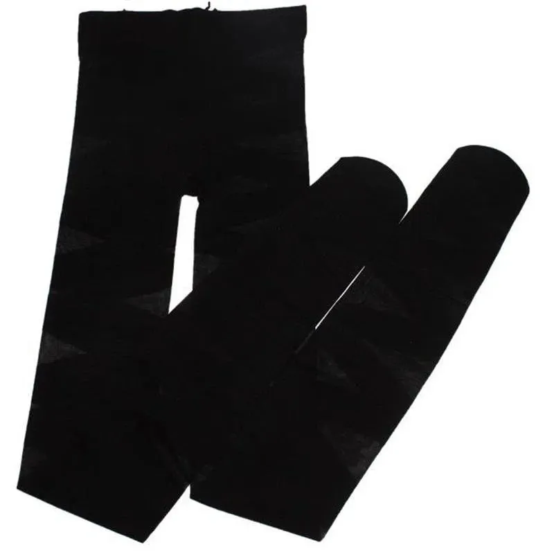 Goth Striped Cross-Bandage Printed Pantyhose