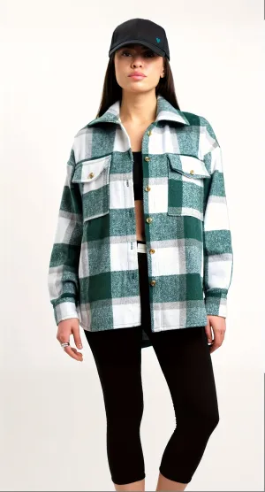 Green Flannel Relaxed Shirt