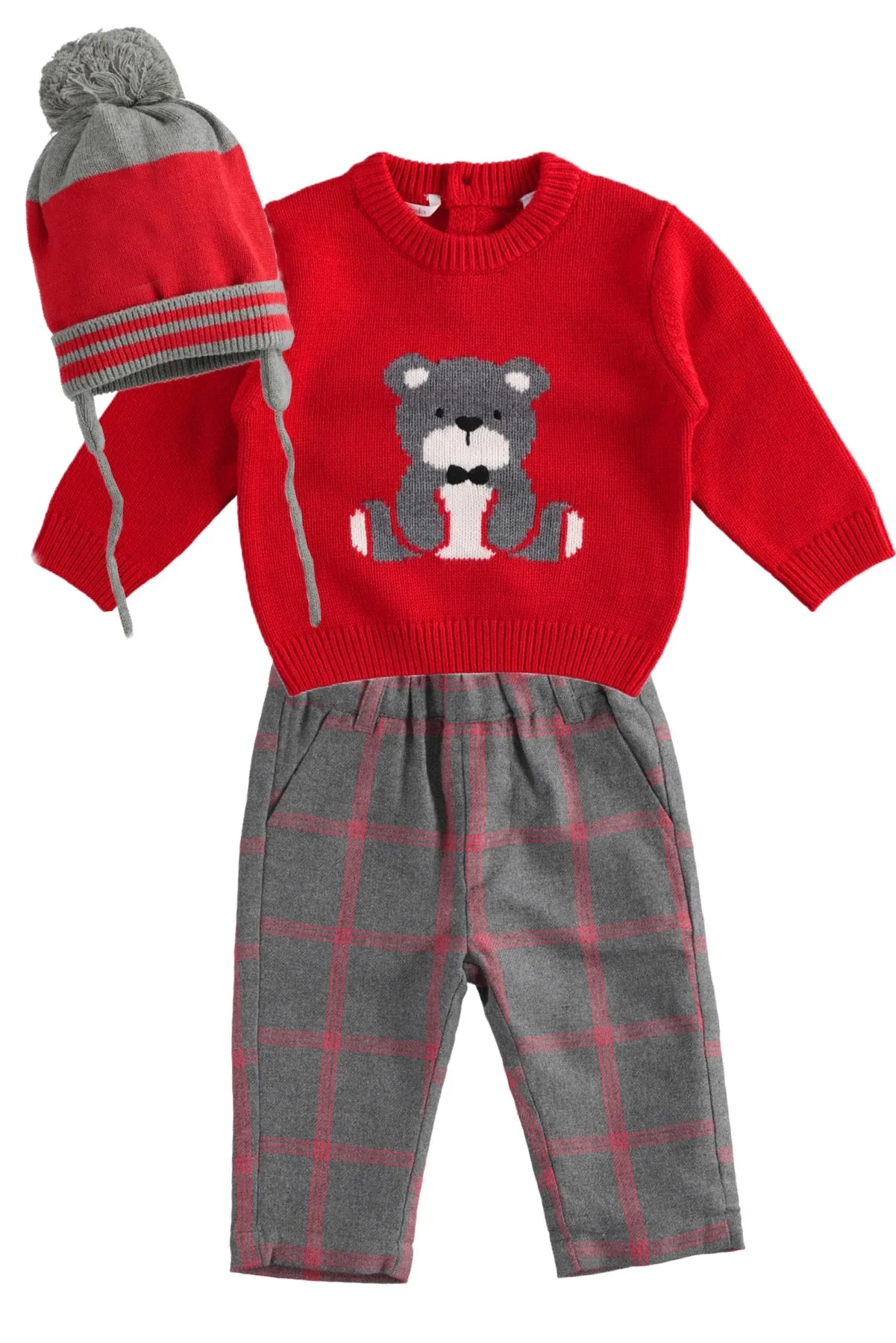 Grey and Red Check Trousers