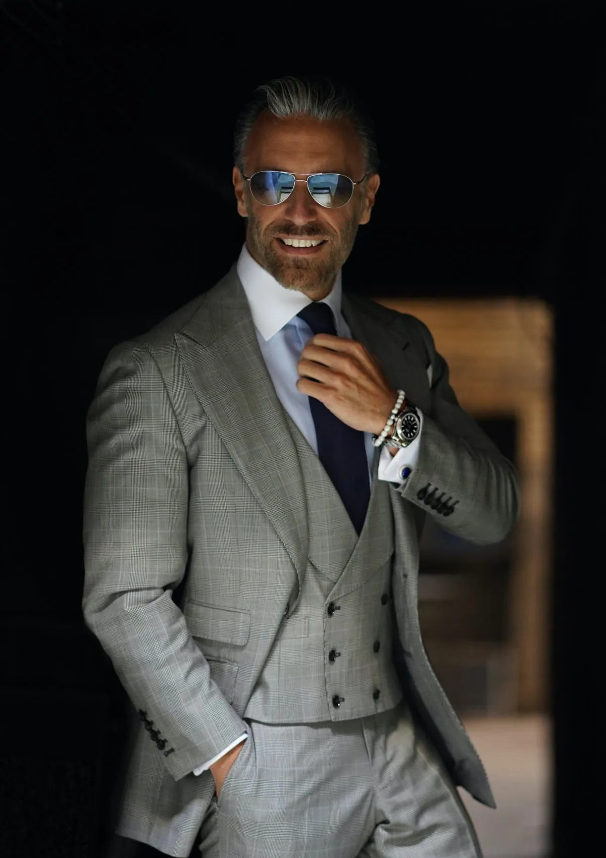 Grey Glenplaid Pale Blue Suit