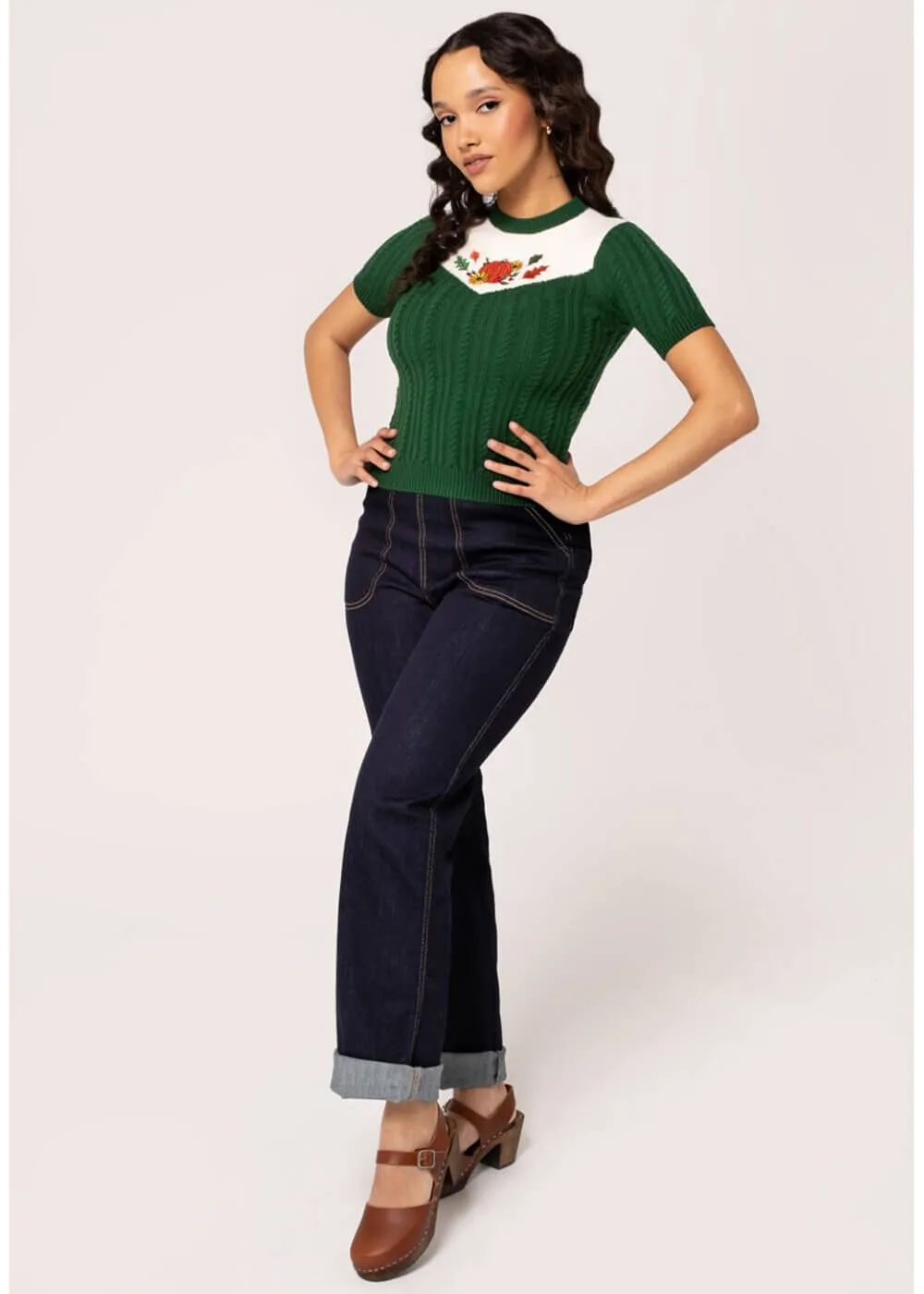 Hell Bunny Autumn Pumpkin 40's Top Green
