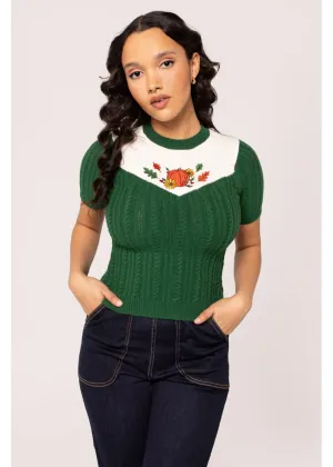 Hell Bunny Autumn Pumpkin 40's Top Green