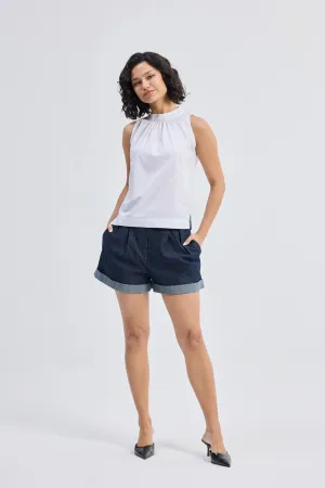 High Neck Top with Gathers