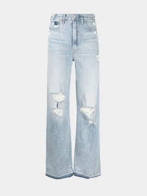 High-Rise Wide-Leg Distressed Jeans