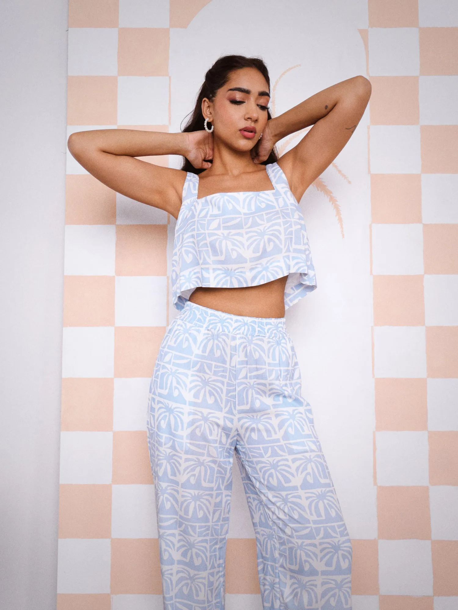 High Waist Elasticated Wide Leg Pant