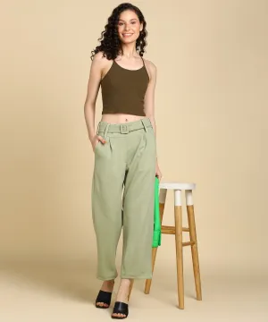 High Waist Formal Wide Leg Parallel Trouser with Belt