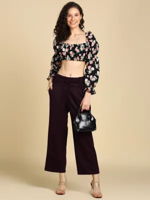 High Waist Formal Wide Leg Parallel Trouser with Belt