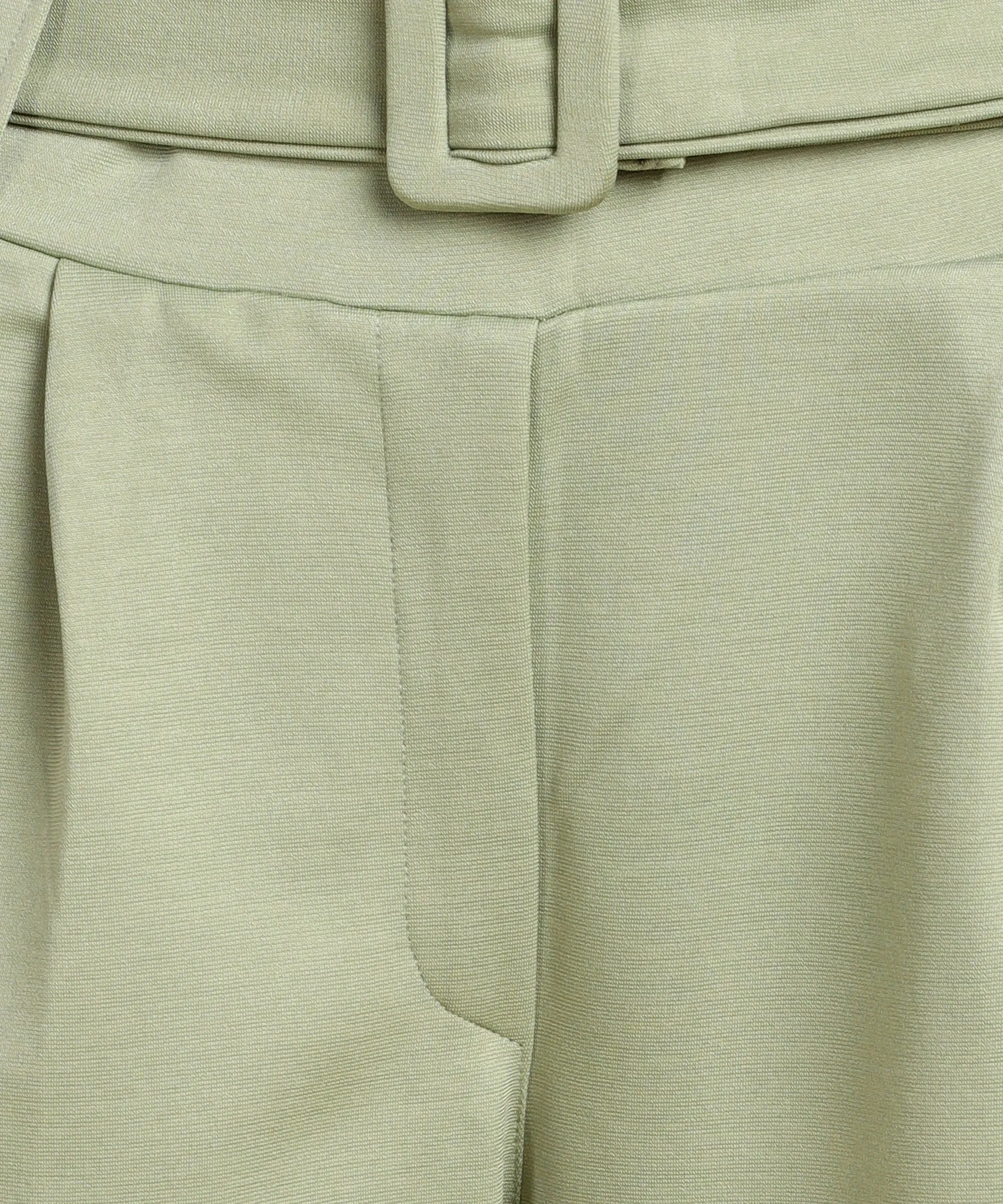 High Waist Formal Wide Leg Parallel Trouser with Belt