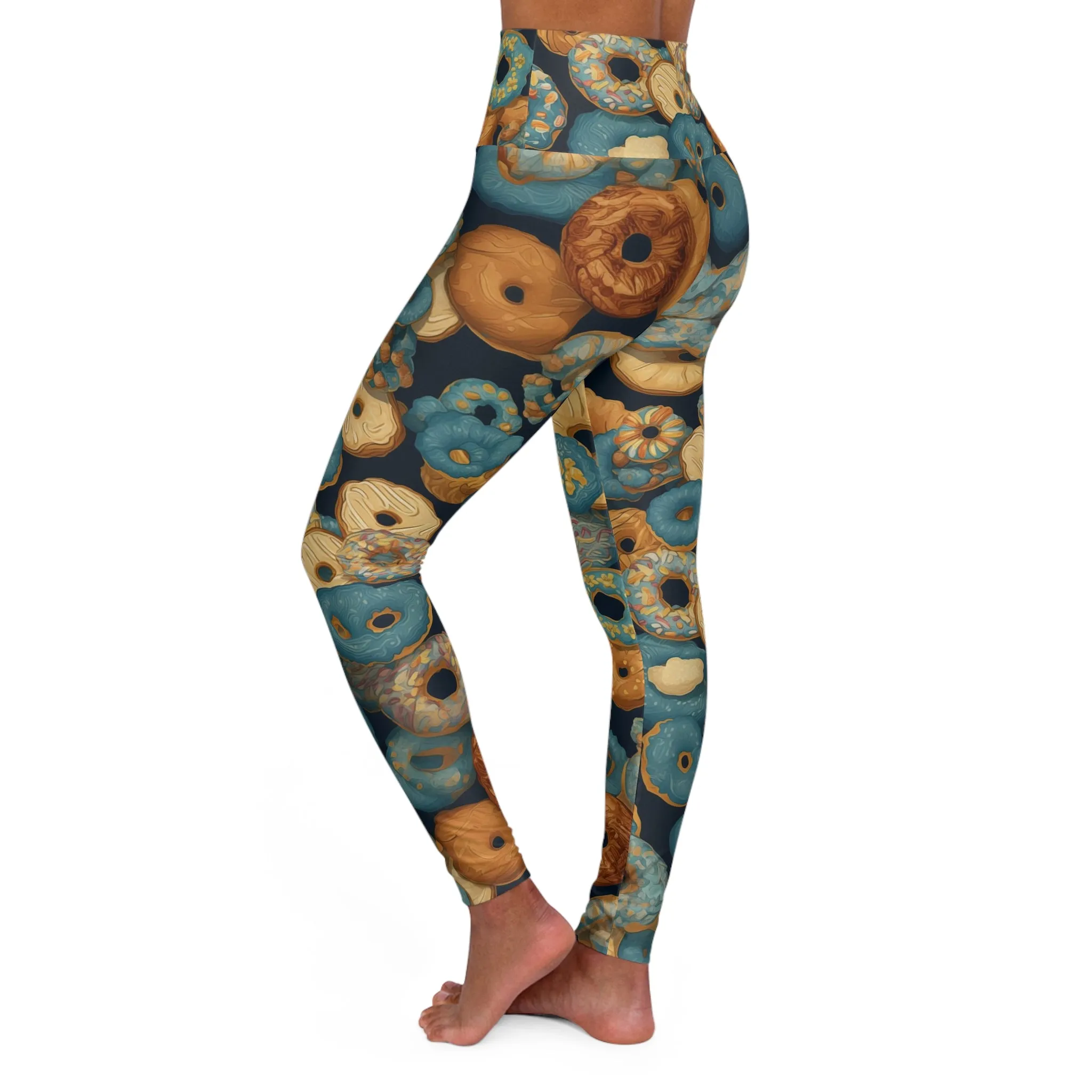 High Waisted Leggings - Astrid Vrksasana Anime Donuts