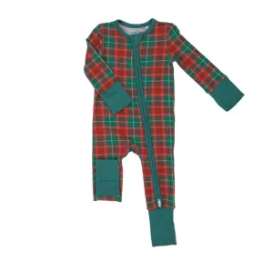 Holiday Plaid 2 Way Ruffle Zipper Romper