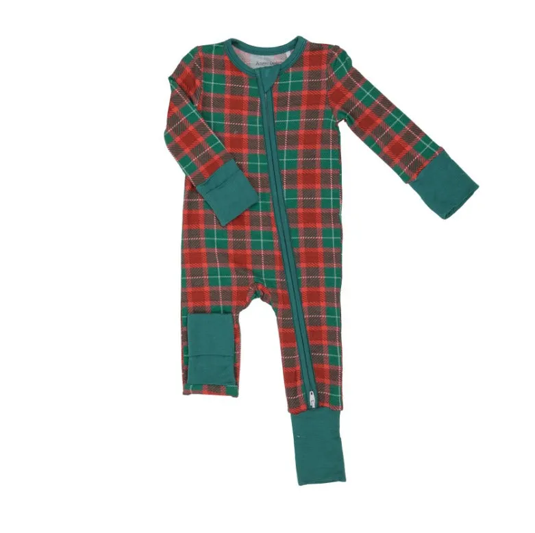 Holiday Plaid 2 Way Ruffle Zipper Romper