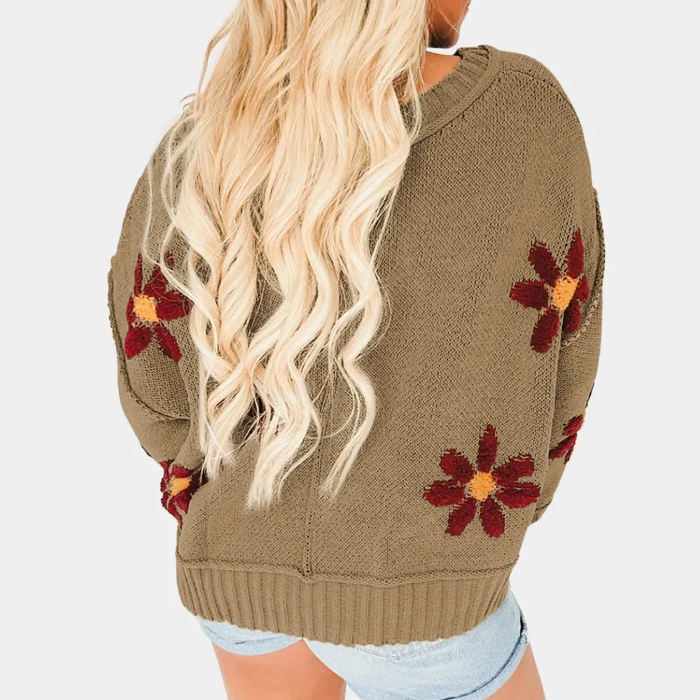 Honoria - elegant floral sweater for women