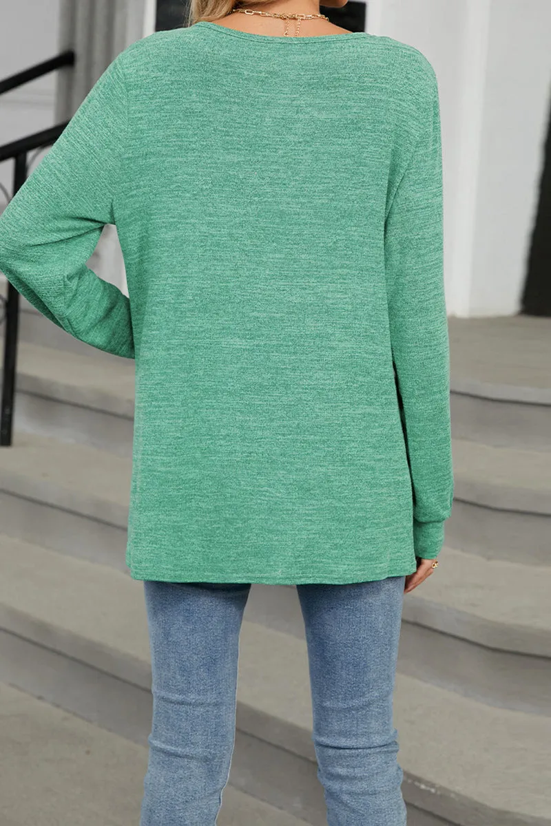 HTR1028 Keyhole Casual T-Shirt Top