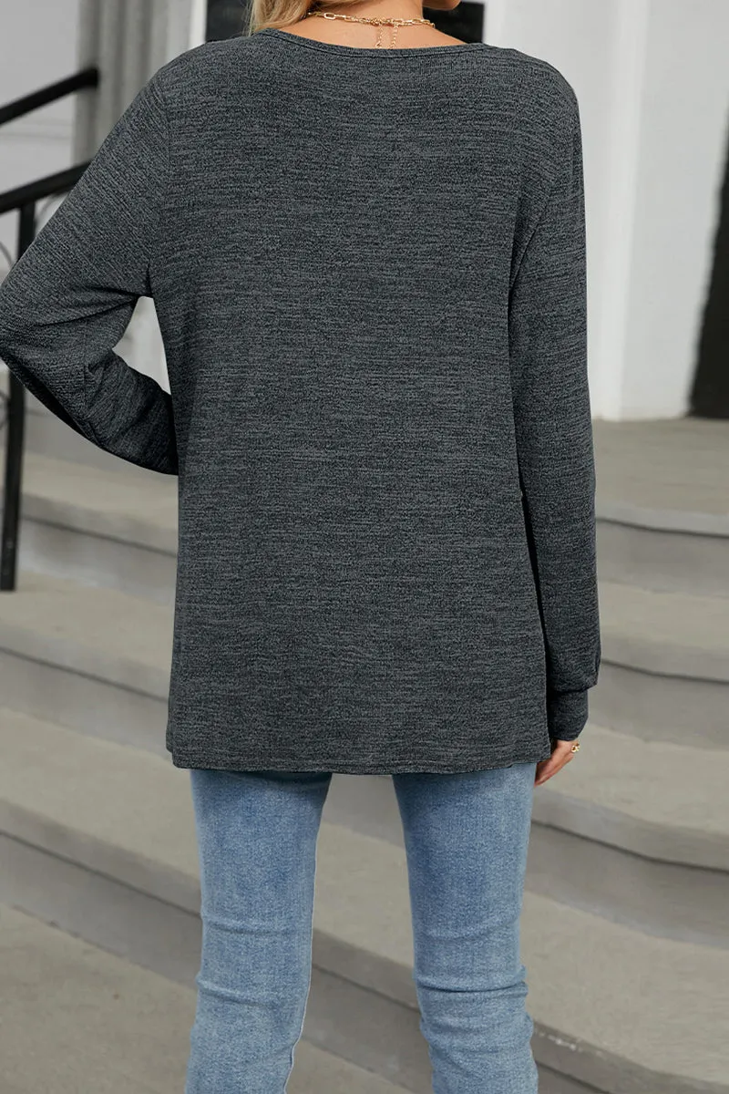 HTR1028 Keyhole Casual T-Shirt Top