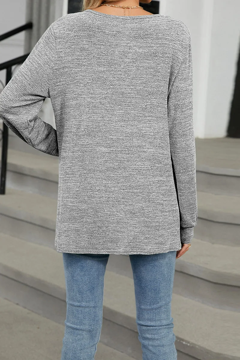 HTR1028 Keyhole Casual T-Shirt Top