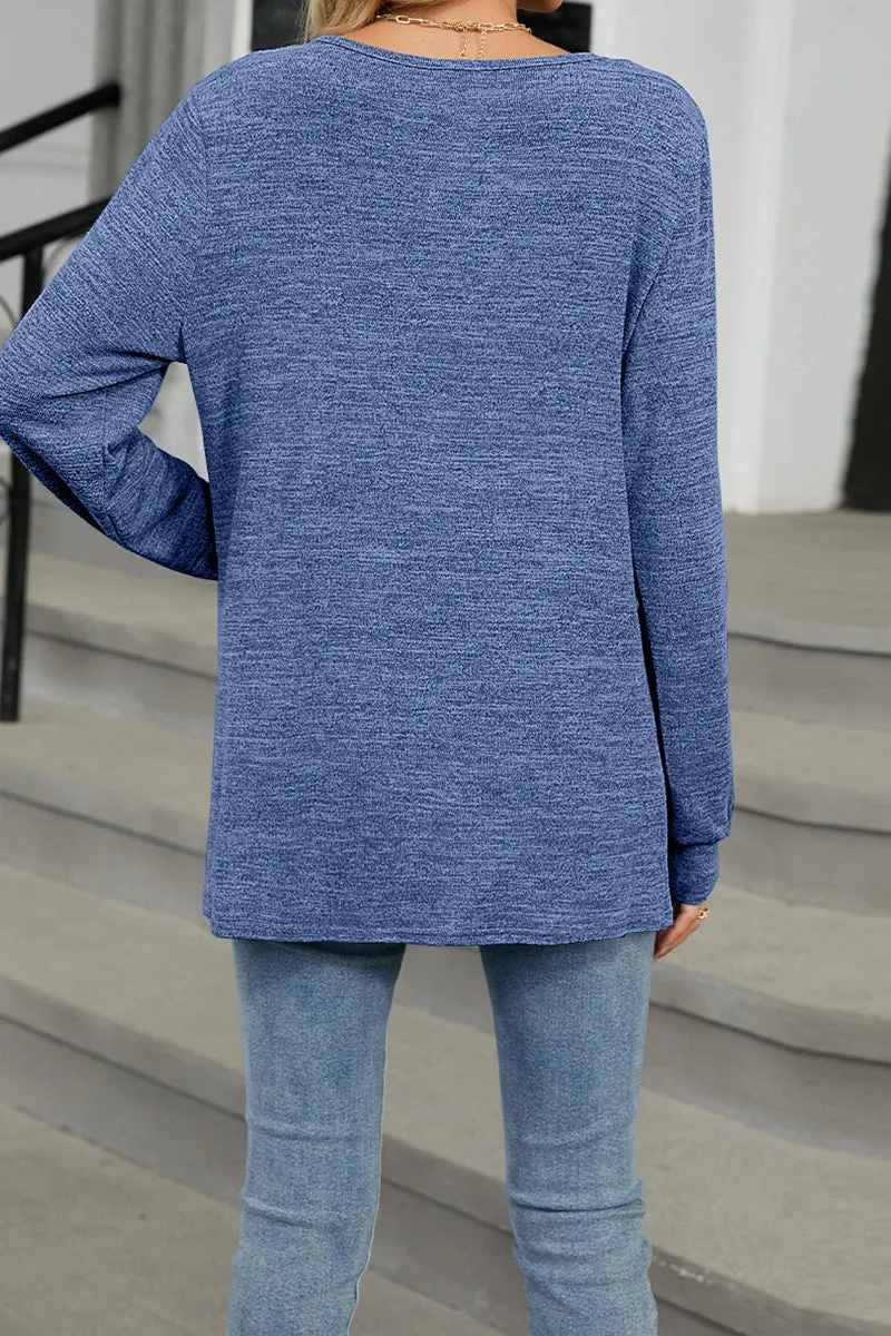 HTR1028 Keyhole Casual T-Shirt Top