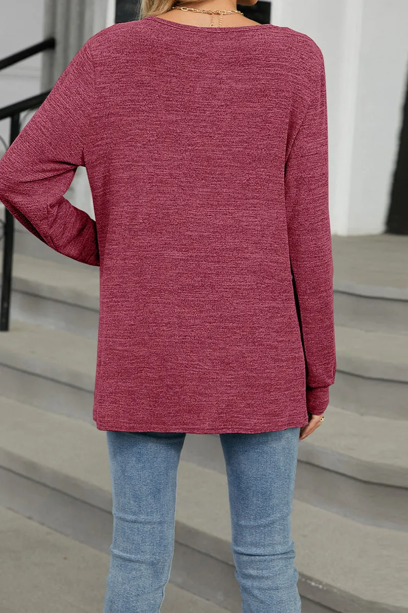 HTR1028 Keyhole Casual T-Shirt Top