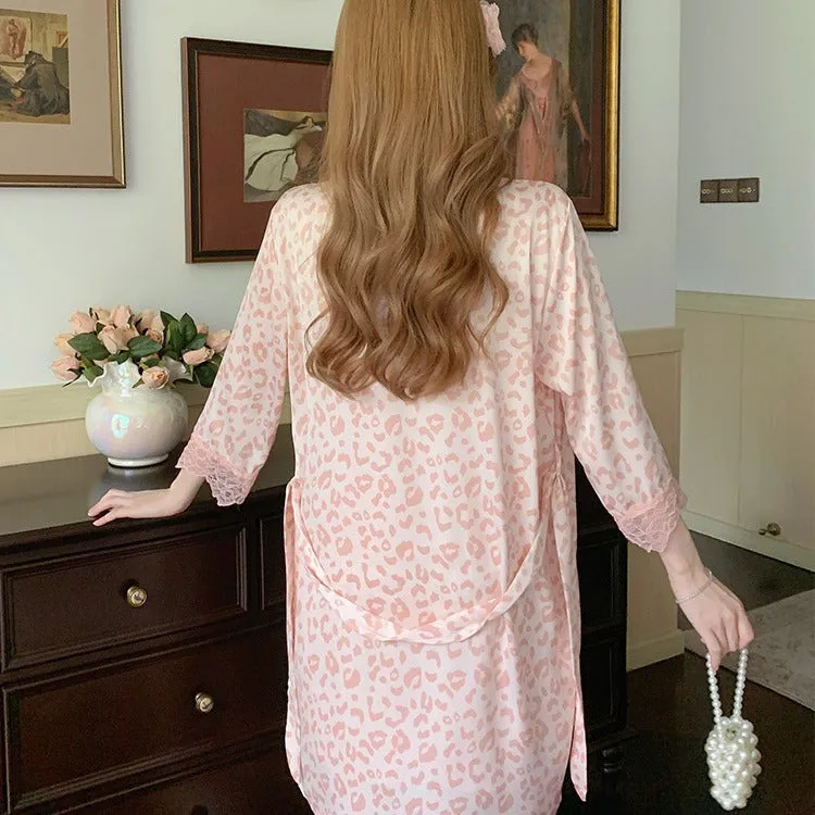 Ice Silk Backless Lace Sling Two-piece Pajamas