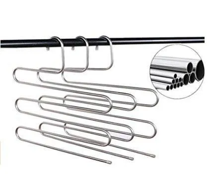 Idea2go (3 Pack) Stainless Steel Hanger, beegod S-Shape S-Type 5 Layers Multi-Purpose Hangers Storage Rack for Clothes Pants Jeans Scarf Tie