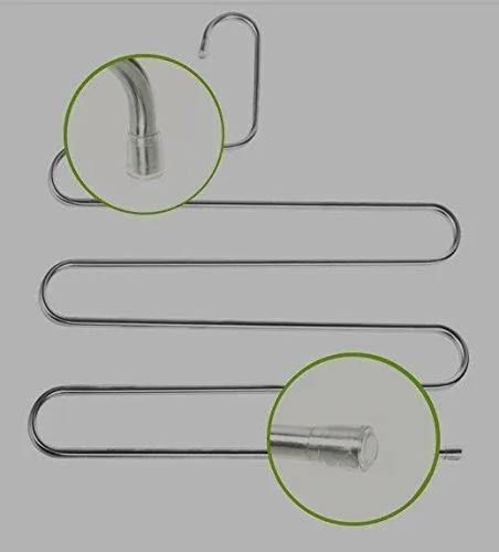 Idea2go (3 Pack) Stainless Steel Hanger, beegod S-Shape S-Type 5 Layers Multi-Purpose Hangers Storage Rack for Clothes Pants Jeans Scarf Tie