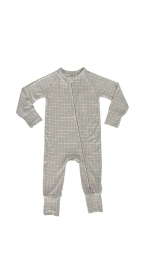 In My Jammers Grey Grid Zipper Romper