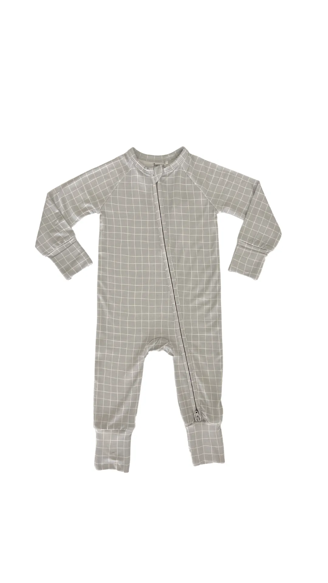 In My Jammers Grey Grid Zipper Romper