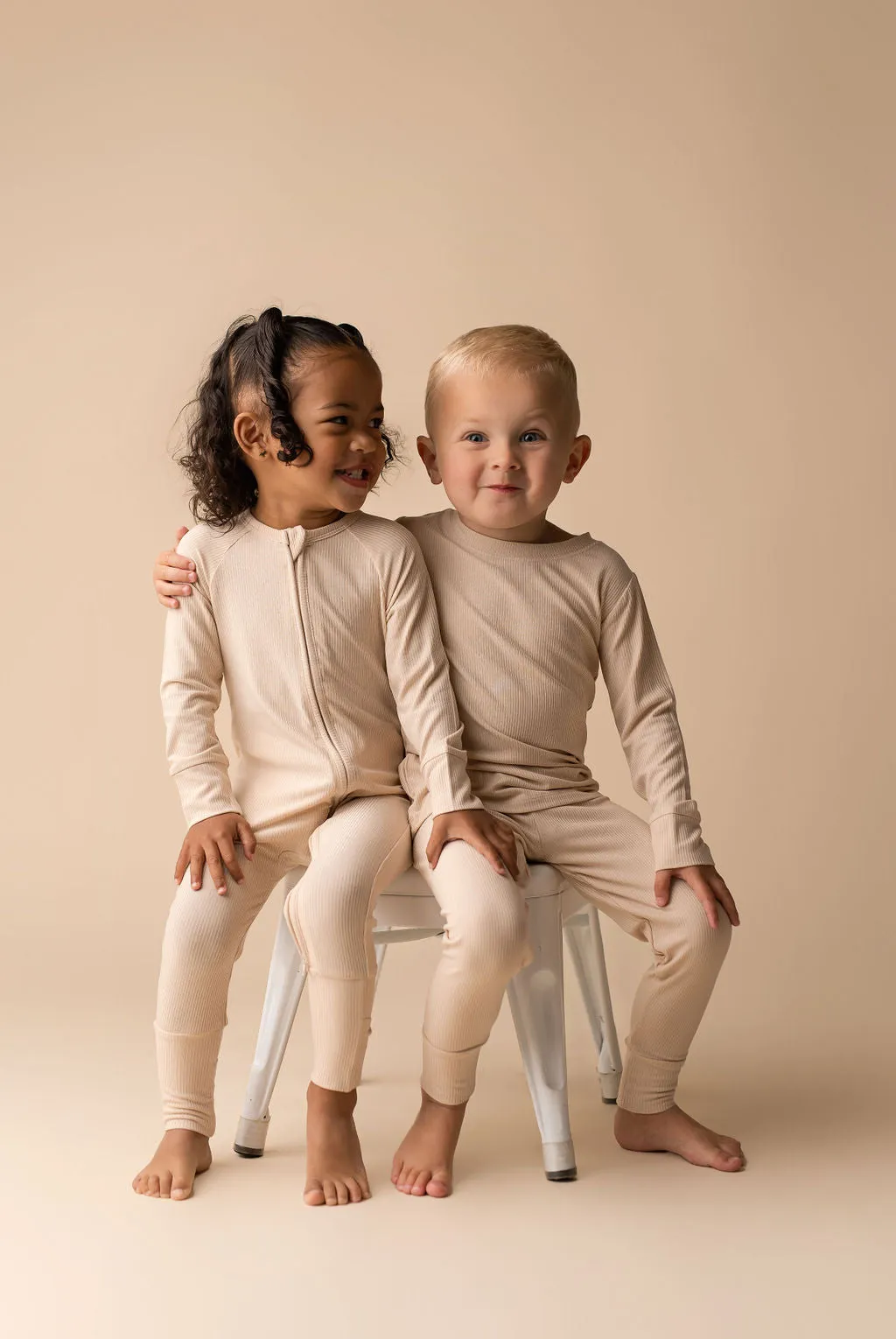 In My Jammers Solid Nude Ribbed L/S 2pc PJ Set