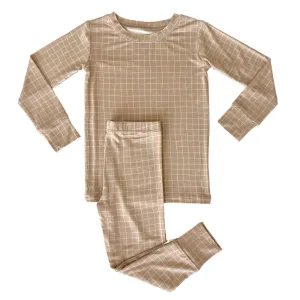 In My Jammers Tan Grid L/S 2pc PJ Set